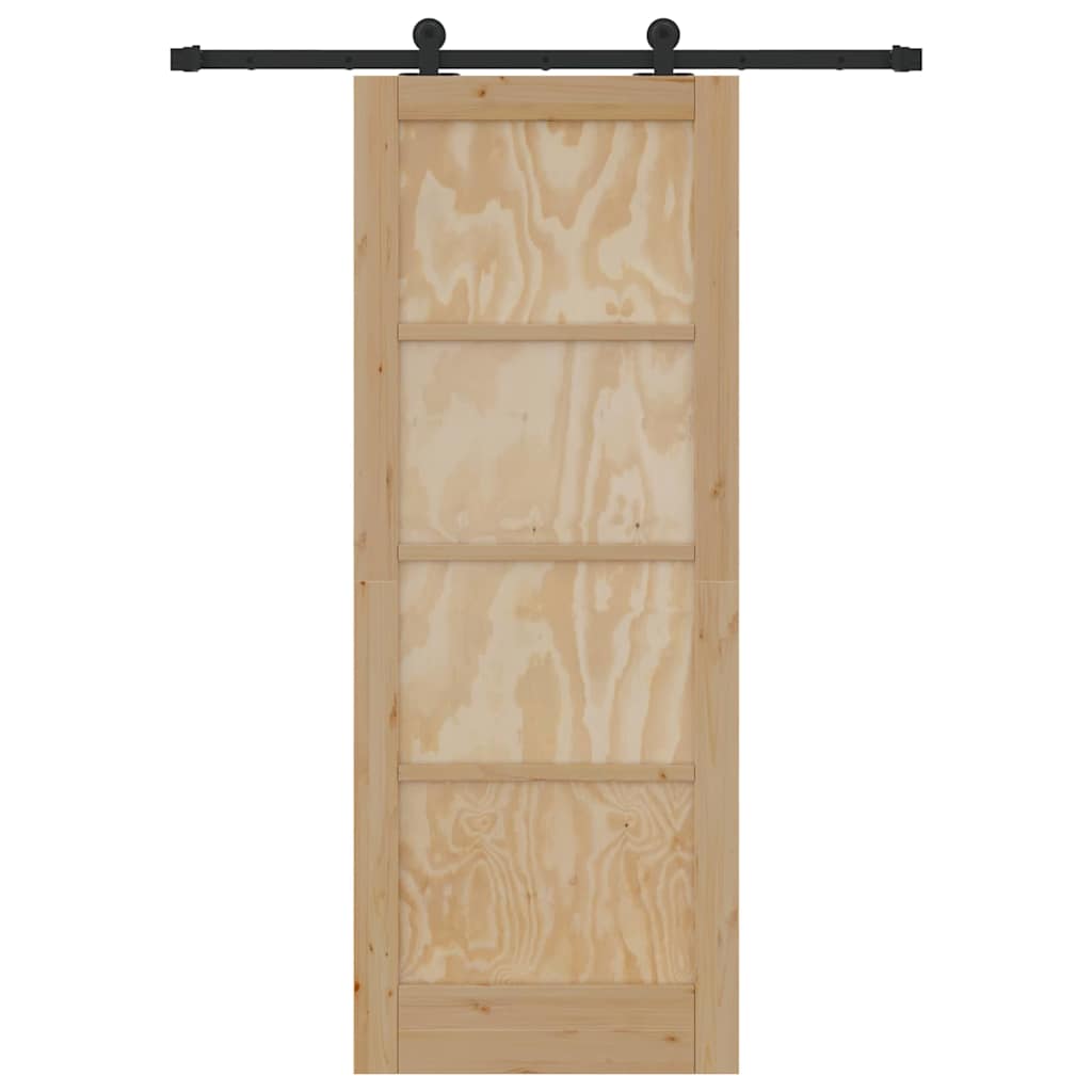 Schiebetür Manuell Natur und Schwarz 78 x 202 cm