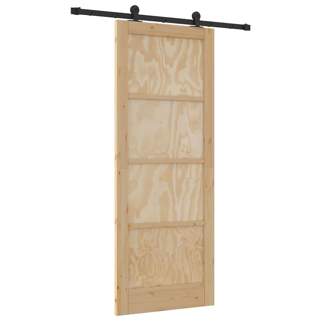 Schiebetür Manuell Natur und Schwarz 83 x 211 cm