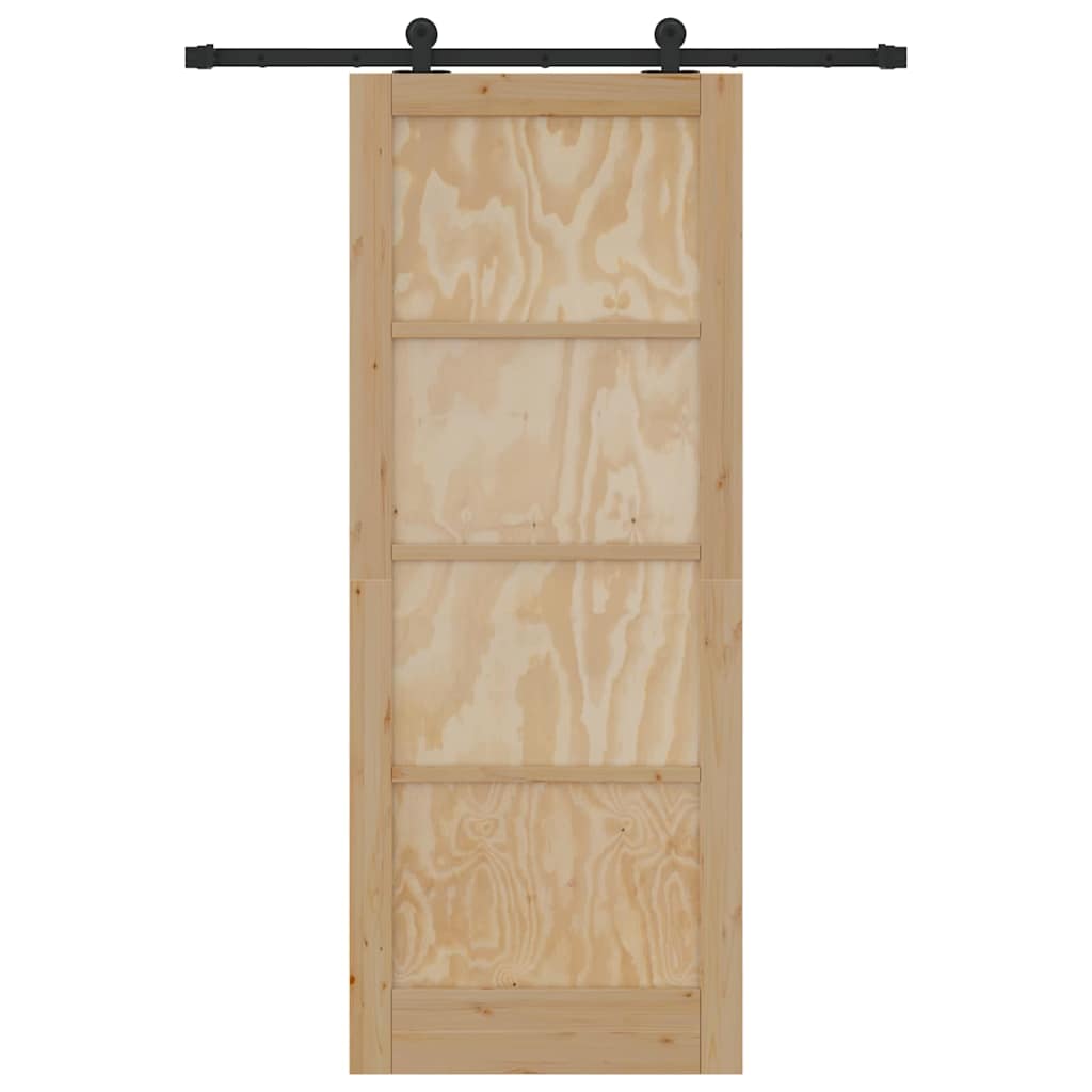 Schiebetür Manuell Natur und Schwarz 83 x 211 cm