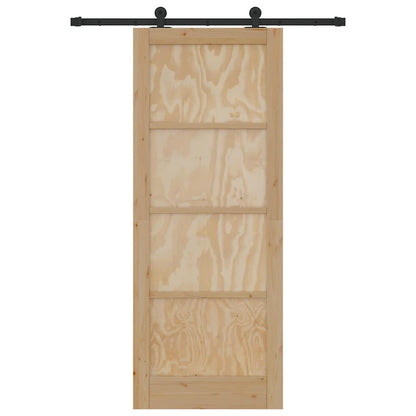 Schiebetür Manuell Natur und Schwarz 83 x 211 cm