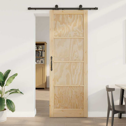 Schiebetür Manuell Natur und Schwarz 83 x 232 cm