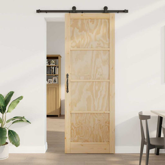 Schiebetür Manuell Natur und Schwarz 83 x 232 cm
