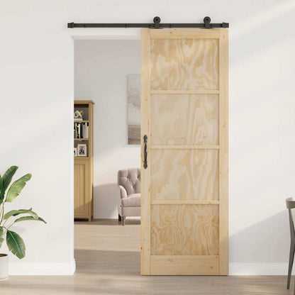 Schiebetür Manuell Natur und Schwarz 83 x 232 cm