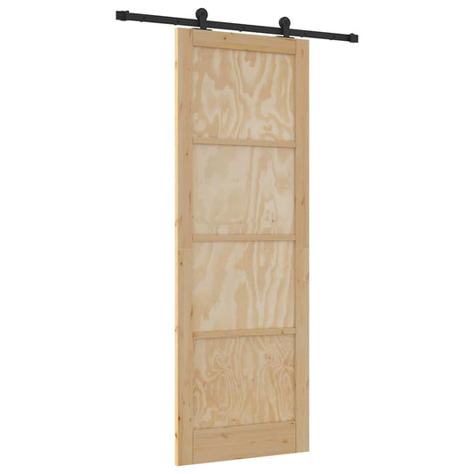 Schiebetür Manuell Natur und Schwarz 83 x 232 cm