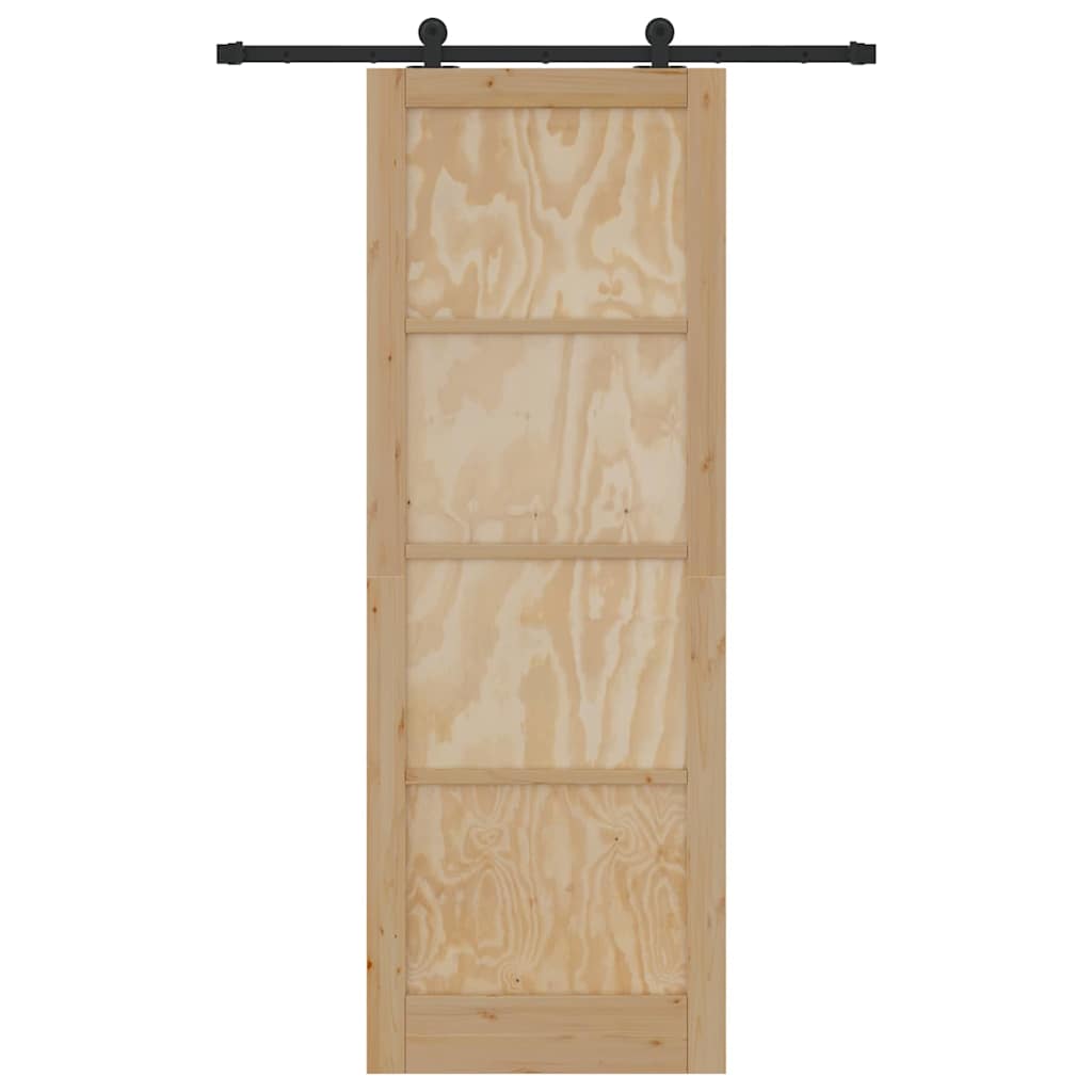 Schiebetür Manuell Natur und Schwarz 83 x 232 cm