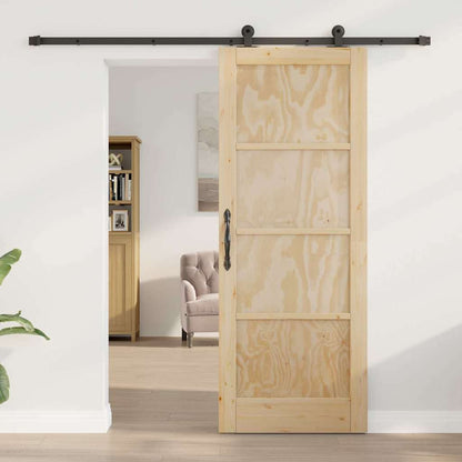 Schiebetür Manuell Natur und Schwarz 78 x 202 cm