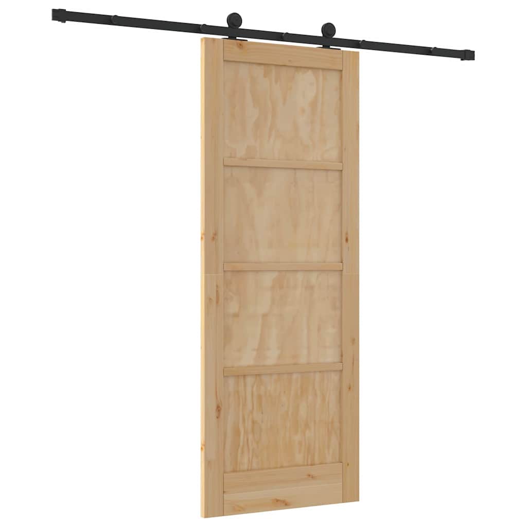 Schiebetür Manuell Natur und Schwarz 78 x 202 cm
