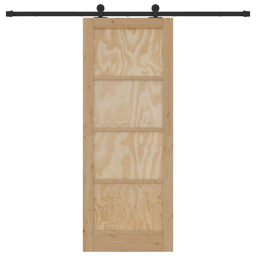 Schiebetür Manuell Natur und Schwarz 78 x 202 cm