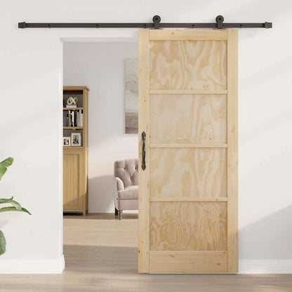 Schiebetür Manuell Natur und Schwarz 83 x 202 cm