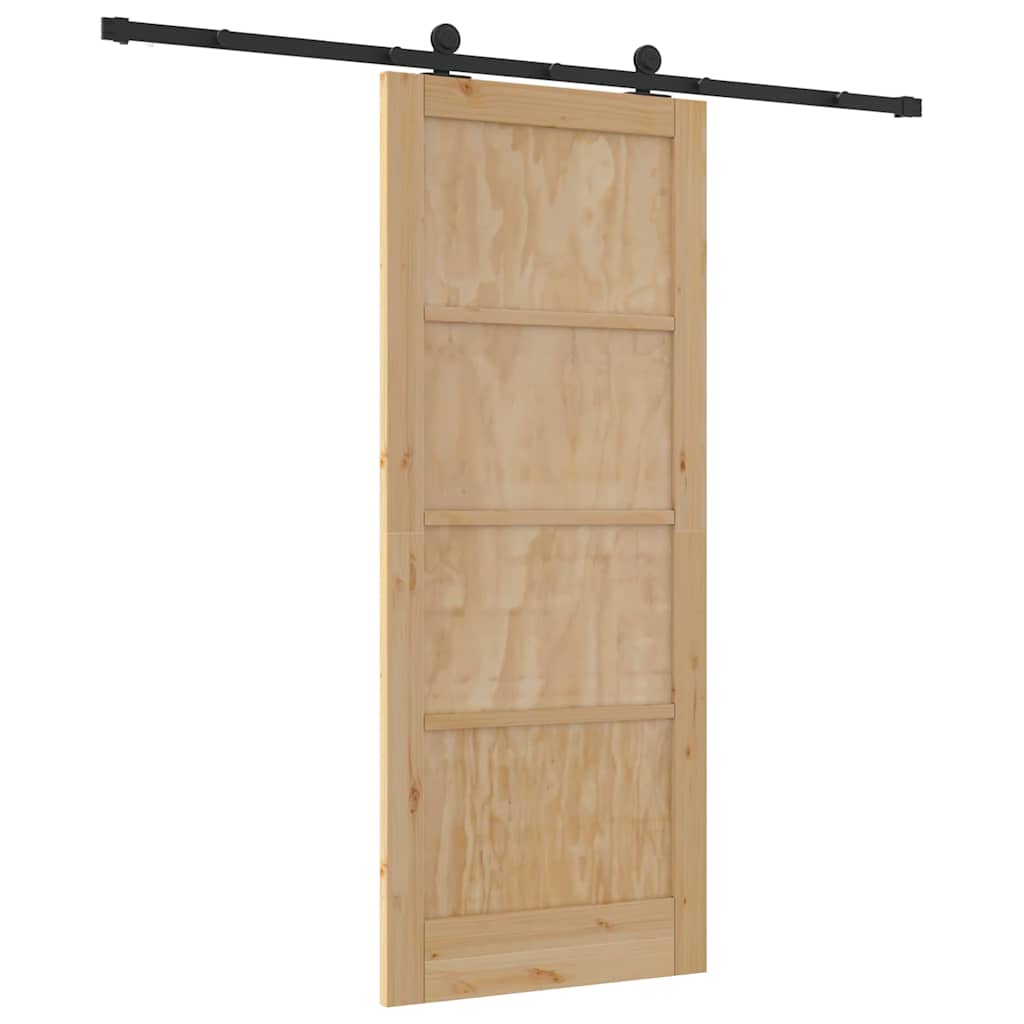 Schiebetür Manuell Natur und Schwarz 83 x 202 cm