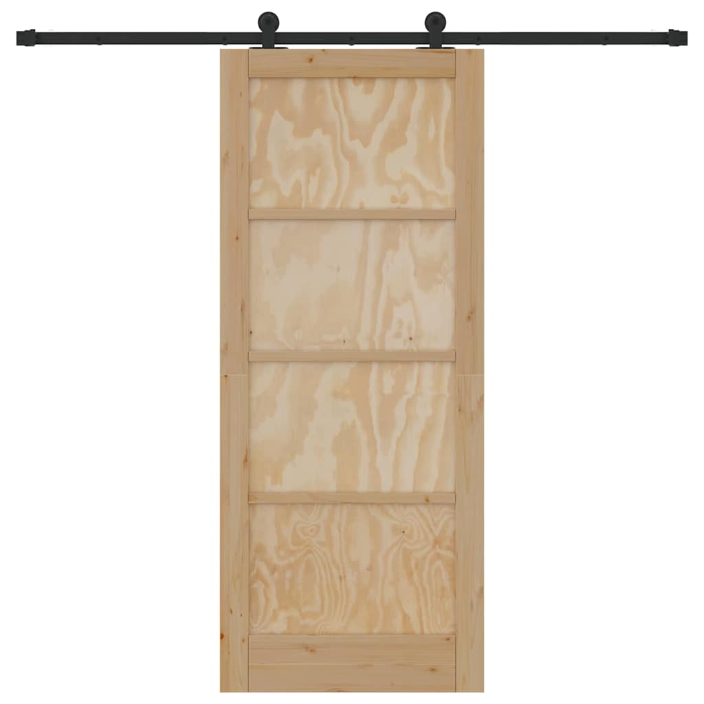 Schiebetür Manuell Natur und Schwarz 83 x 202 cm