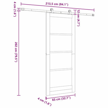 Schiebetür ORKDAL Weiß und Schwarz 83 x 202 cm