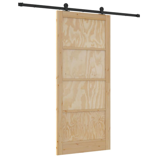 Schiebetür Manuell Natur und Schwarz 93 x 211 cm