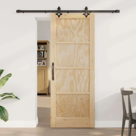 Schiebetür Manuell Natur und Schwarz 78 x 202 cm
