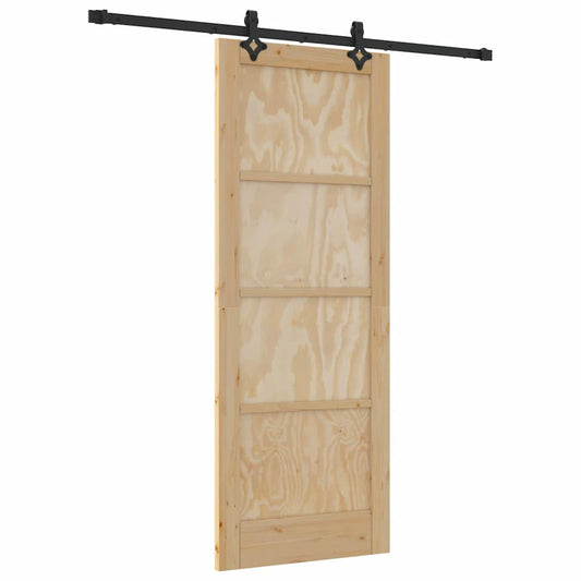 Schiebetür Manuell Natur und Schwarz 78 x 202 cm