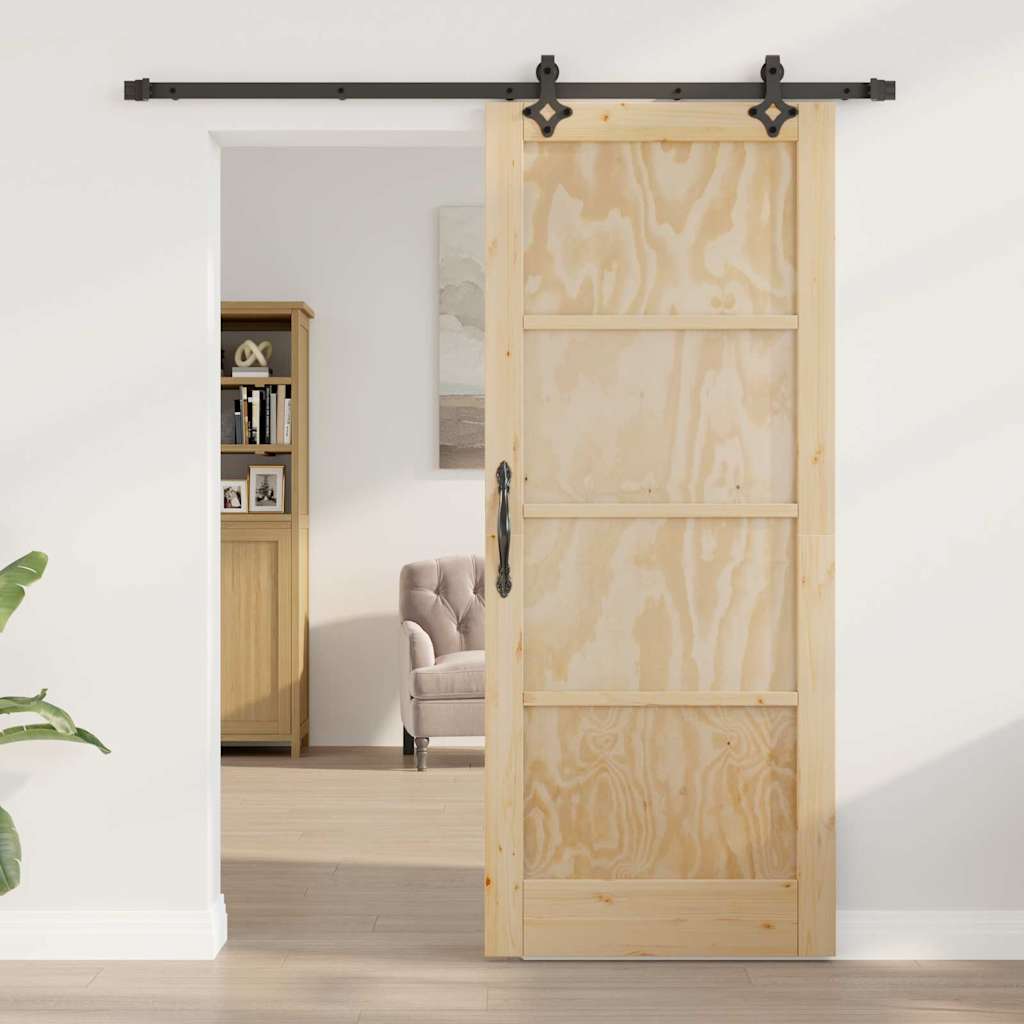 Schiebetür Natur und Schwarz 83 x 202 cm