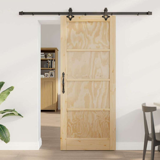 Schiebetür Natur und Schwarz 83 x 202 cm