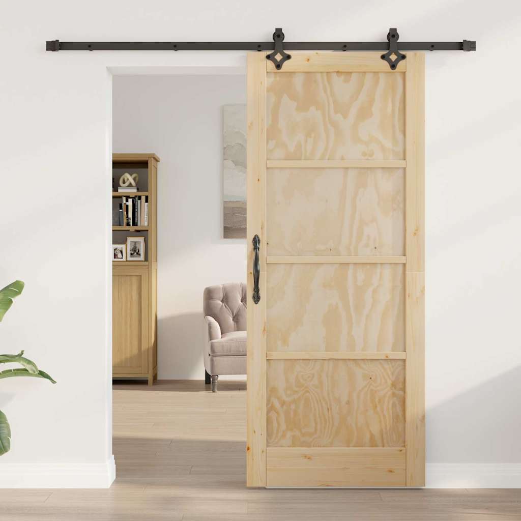 Schiebetür Natur und Schwarz 83 x 202 cm
