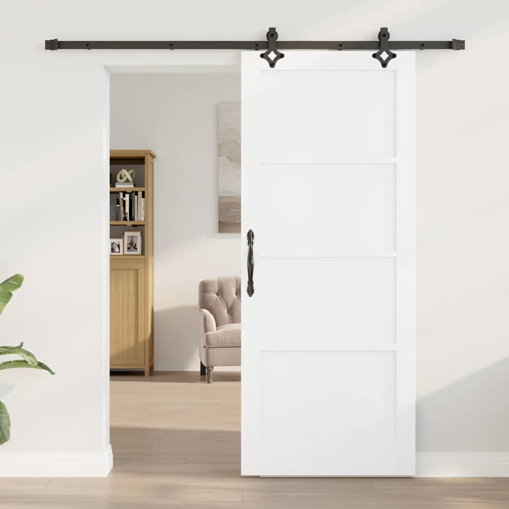 Schiebetür Weiß und Schwarz 83 x 202 cm