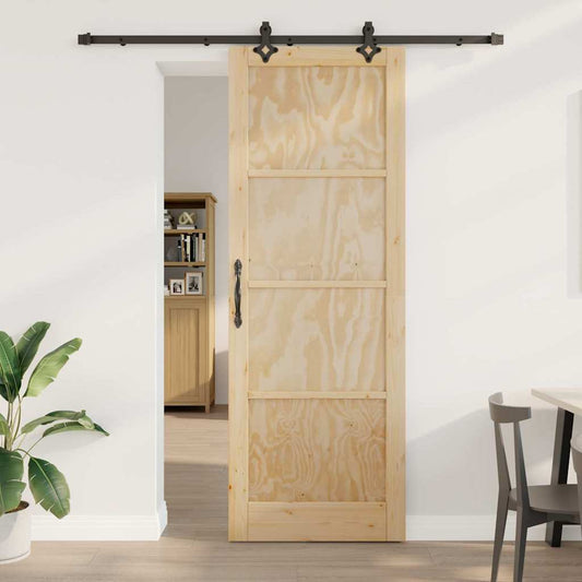 Schiebetür Natur und Schwarz 83 x 232 cm