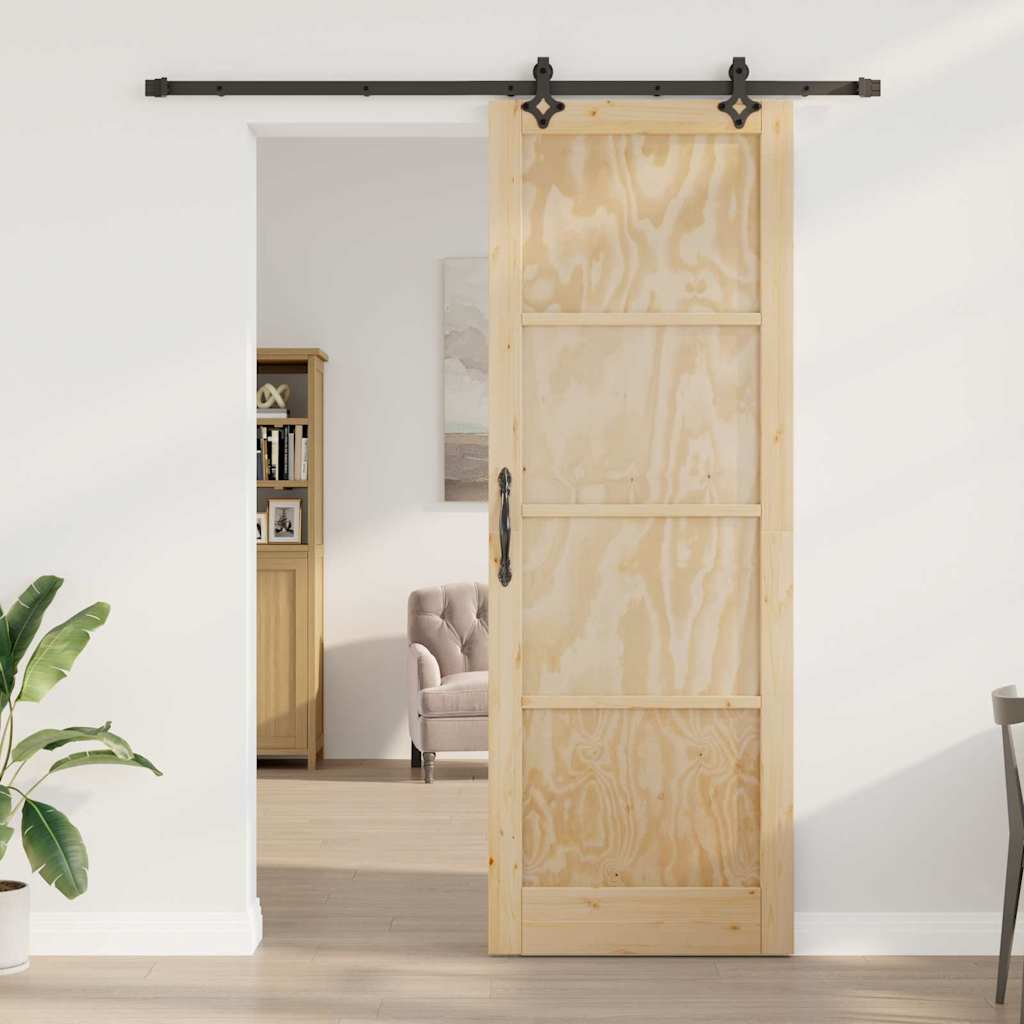 Schiebetür Natur und Schwarz 83 x 232 cm