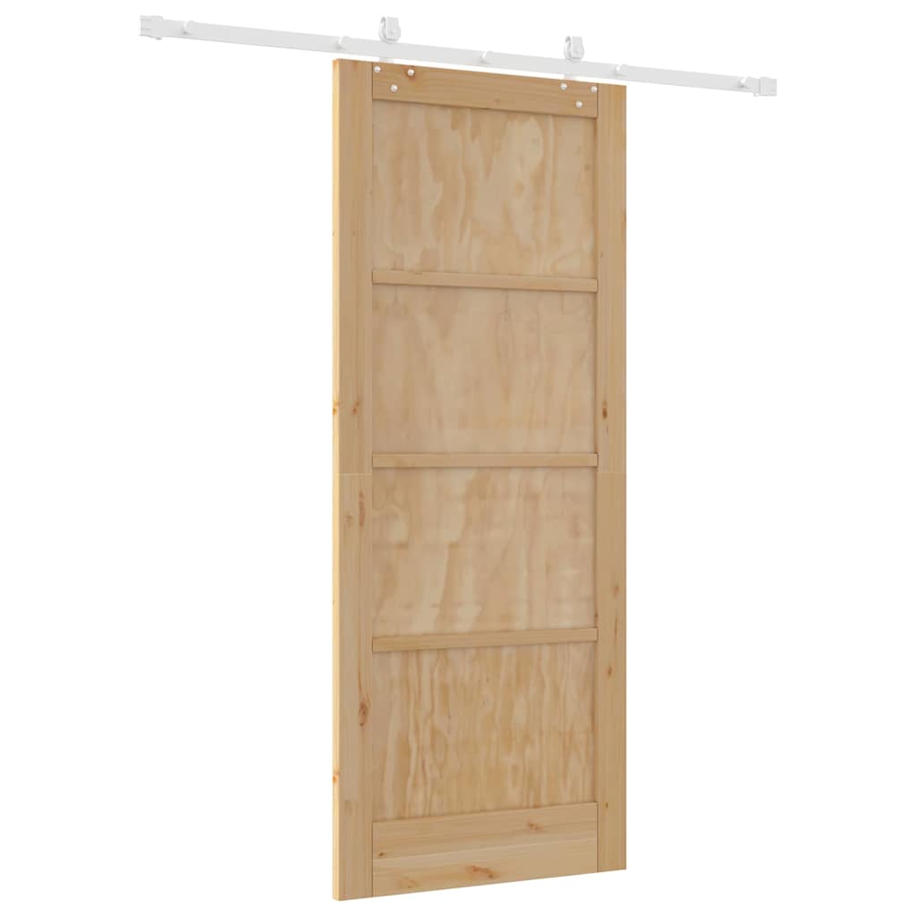 Schiebetür Weiß 83 x 202 cm Massives Kiefernholz und Stahl
