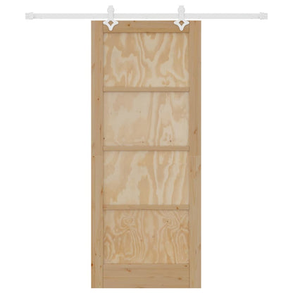 Schiebetür Weiß 83 x 202 cm Massives Kiefernholz und Stahl