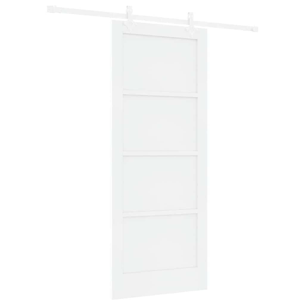 Schiebetür Weiß 83 x 202 cm Massives Kiefernholz und Stahl
