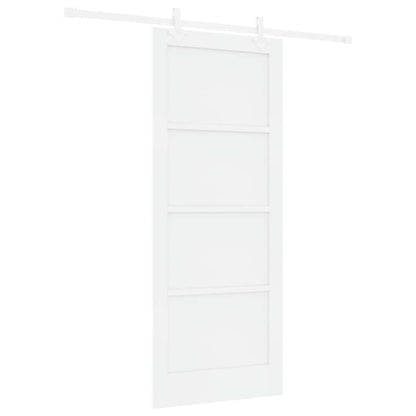 Schiebetür Weiß 83 x 202 cm Massives Kiefernholz und Stahl