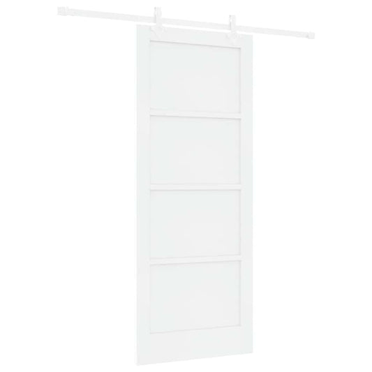 Schiebetür Weiß 83 x 202 cm Massives Kiefernholz und Stahl