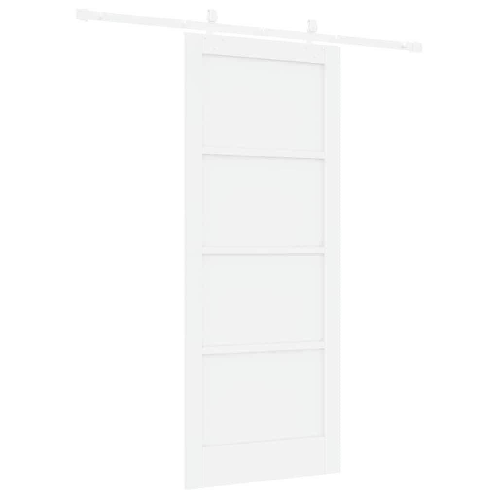 Schiebetür Weiß 83 x 202 cm Massives Kiefernholz und Stahl
