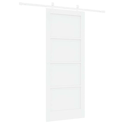 Schiebetür Weiß 83 x 202 cm Massives Kiefernholz und Stahl