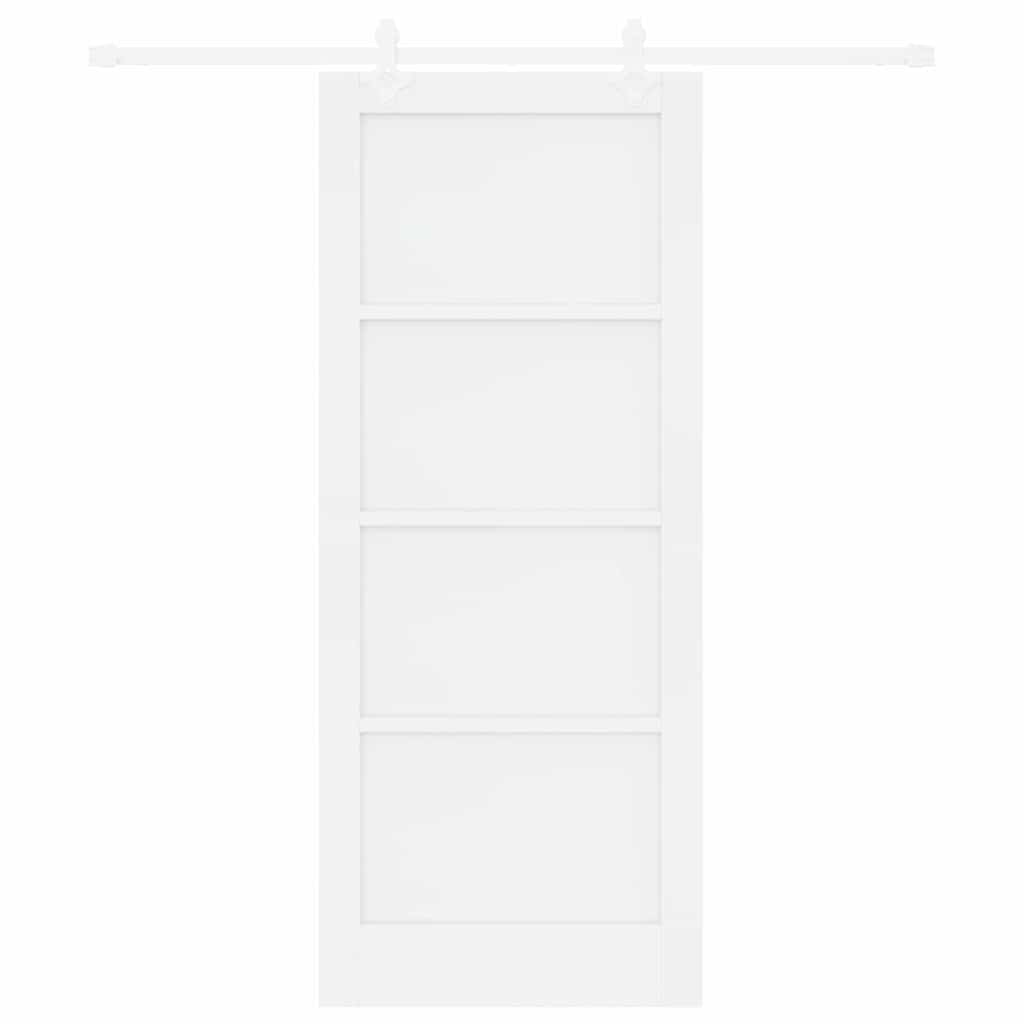 Schiebetür Weiß 83 x 202 cm Massives Kiefernholz und Stahl