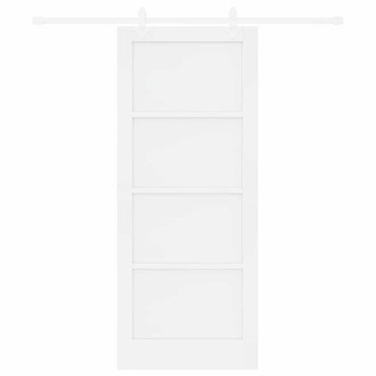 Schiebetür Weiß 83 x 202 cm Massives Kiefernholz und Stahl