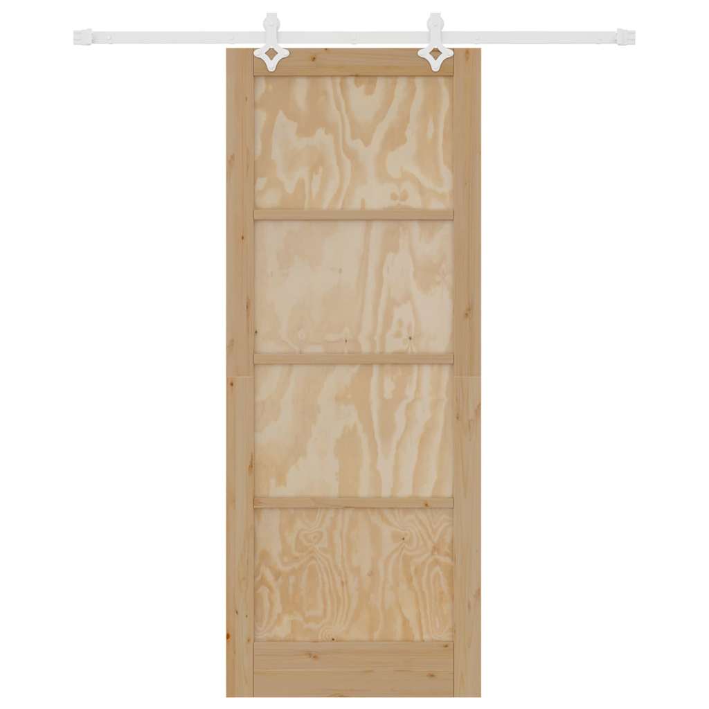 Schiebetür Weiß 83 x 211 cm Massives Kiefernholz und Stahl