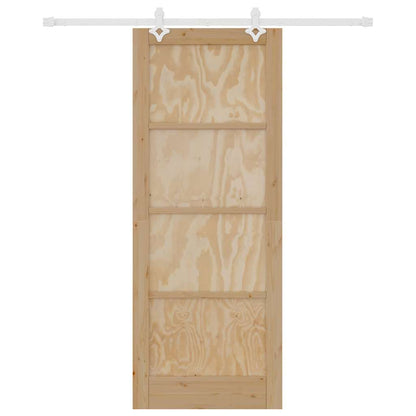 Schiebetür Weiß 83 x 211 cm Massives Kiefernholz und Stahl