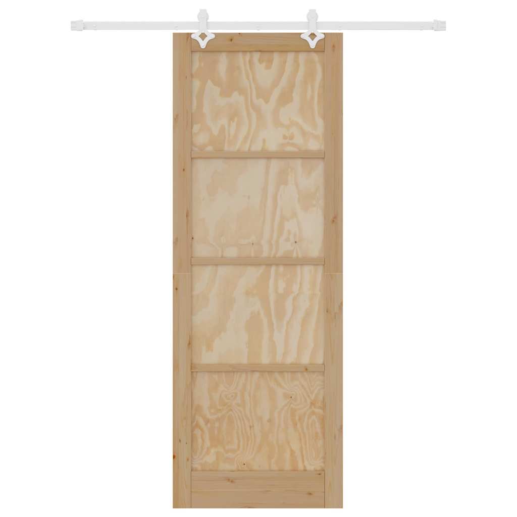 Schiebetür Weiß 83 x 232 cm Massives Kiefernholz und Stahl