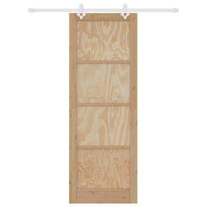 Schiebetür Weiß 83 x 232 cm Massives Kiefernholz und Stahl
