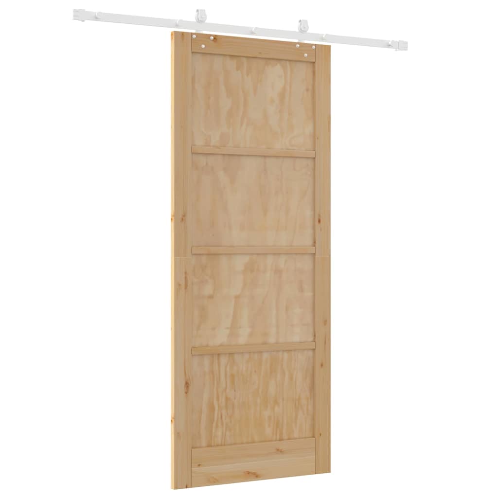 Schiebetür Weiß 86 x 211 cm Massives Kiefernholz und Stahl