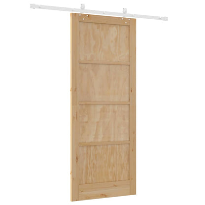 Schiebetür Weiß 86 x 211 cm Massives Kiefernholz und Stahl