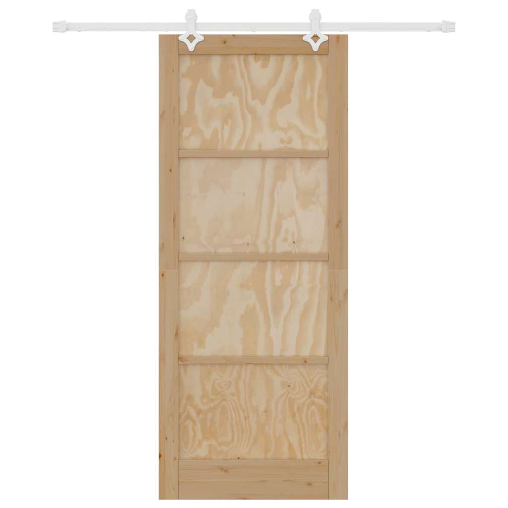 Schiebetür Weiß 86 x 211 cm Massives Kiefernholz und Stahl