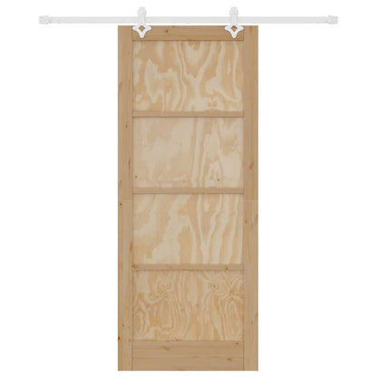 Schiebetür Weiß 86 x 211 cm Massives Kiefernholz und Stahl