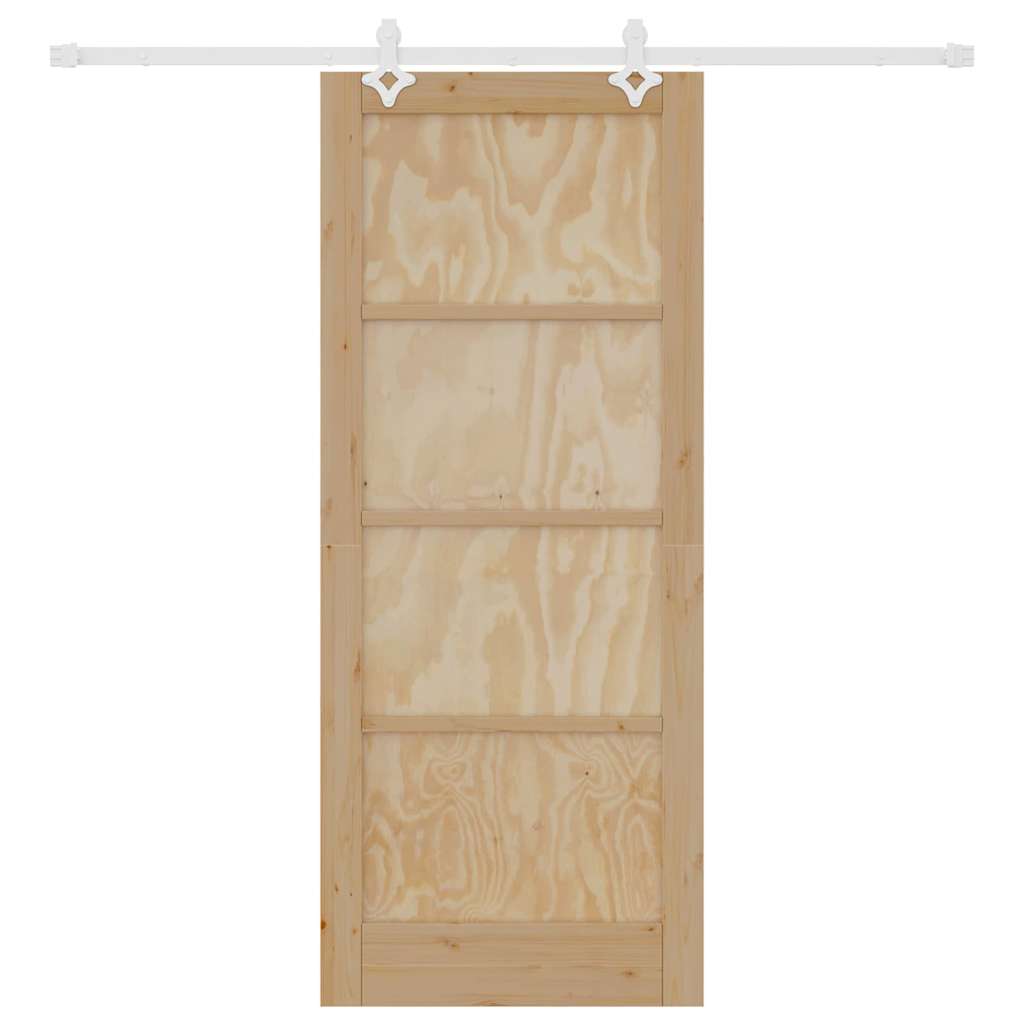 Schiebetür Weiß 83 x 202 cm Massives Kiefernholz und Stahl
