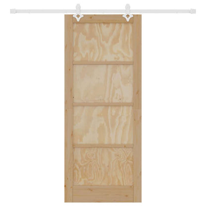 Schiebetür Weiß 83 x 202 cm Massives Kiefernholz und Stahl