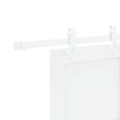 Schiebetür Weiß 83 x 202 cm Massives Kiefernholz und Stahl