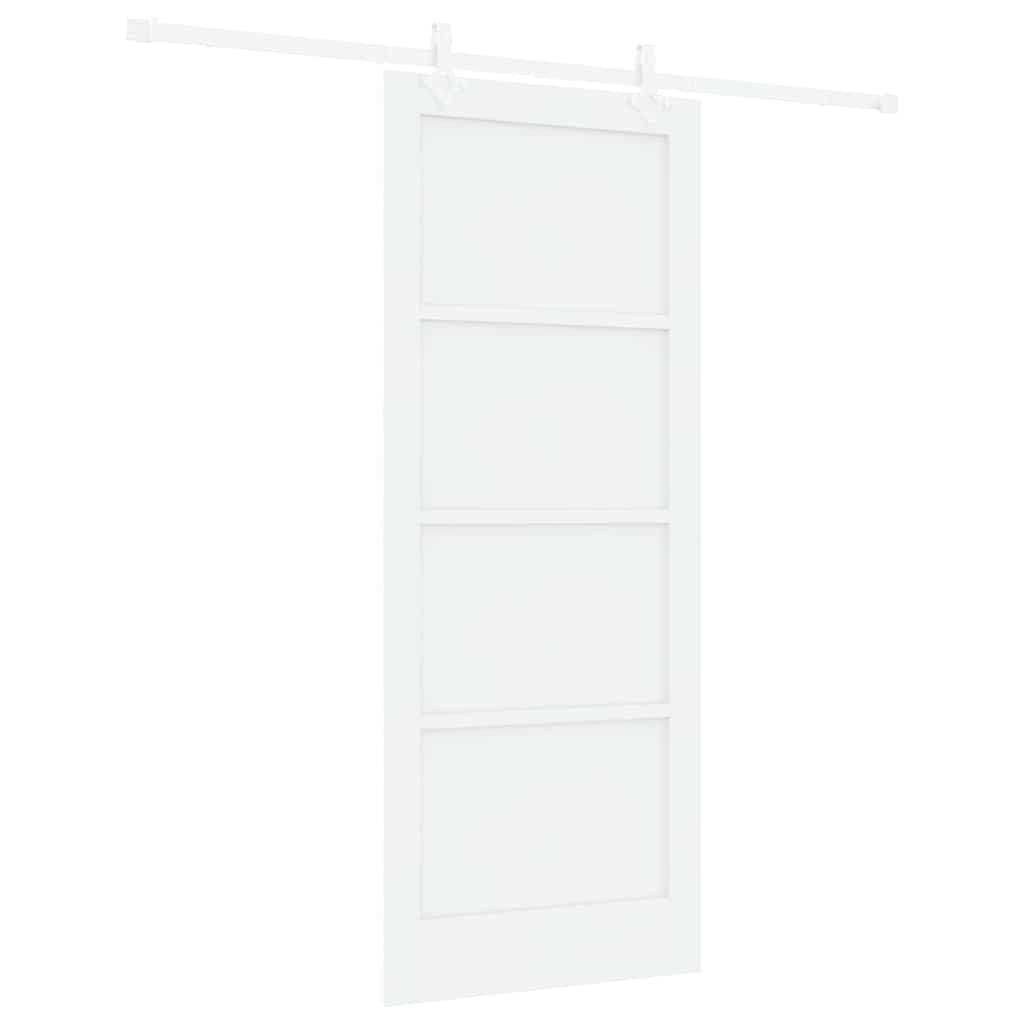 Schiebetür Weiß 83 x 202 cm Massives Kiefernholz und Stahl