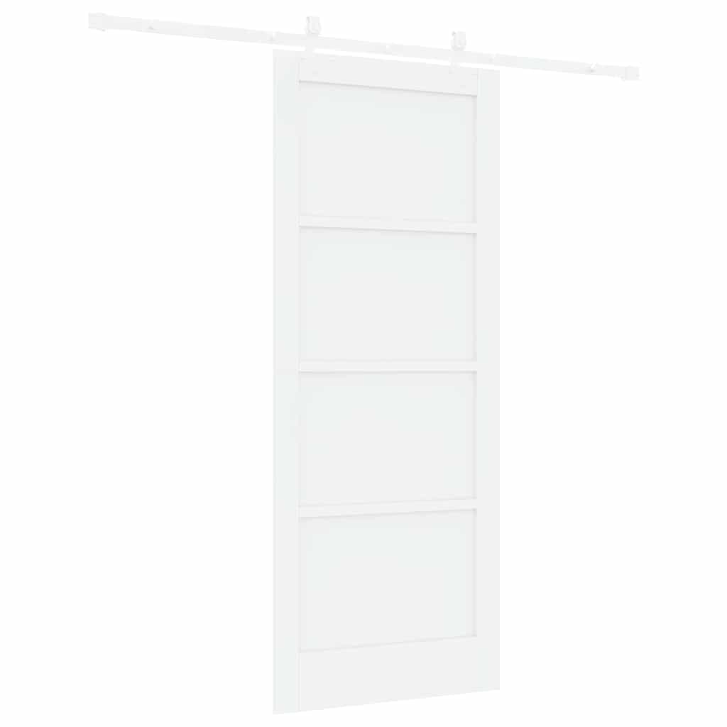 Schiebetür Weiß 83 x 202 cm Massives Kiefernholz und Stahl