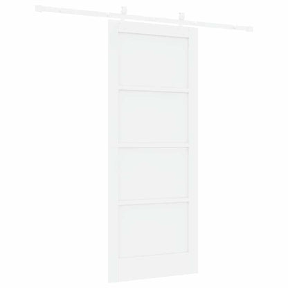 Schiebetür Weiß 83 x 202 cm Massives Kiefernholz und Stahl