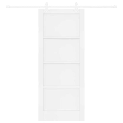 Schiebetür Weiß 83 x 202 cm Massives Kiefernholz und Stahl