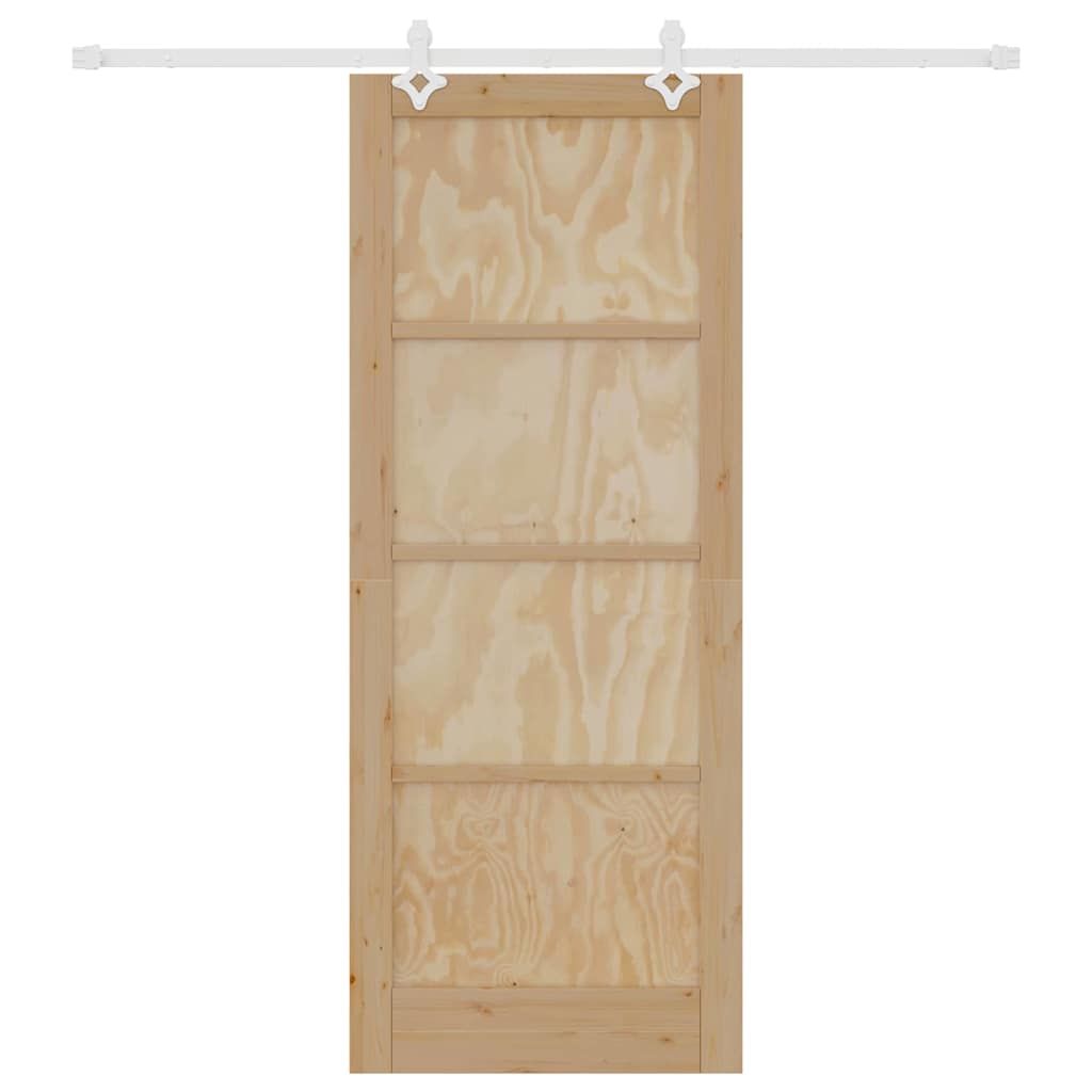 Schiebetür Weiß 83 x 211 cm Massives Kiefernholz und Stahl